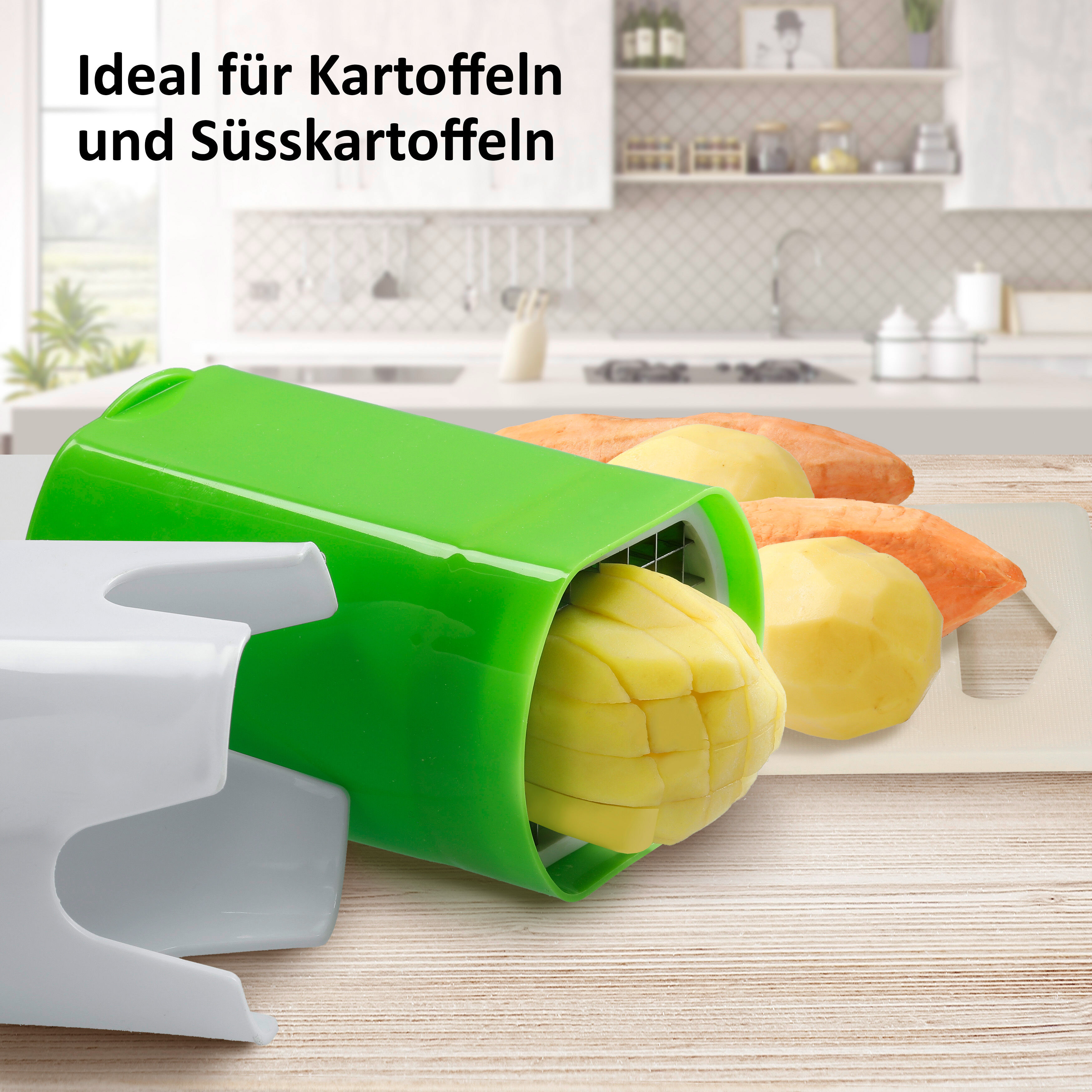 MR.ROBINSON Edelstahl Pommesschneider für Kartoffeln – Einfache Handhabung, Sicherheitsdesign, Spülmaschinenfest – Ideal für gleichmäßige Pommes & Gemüseschnitte
