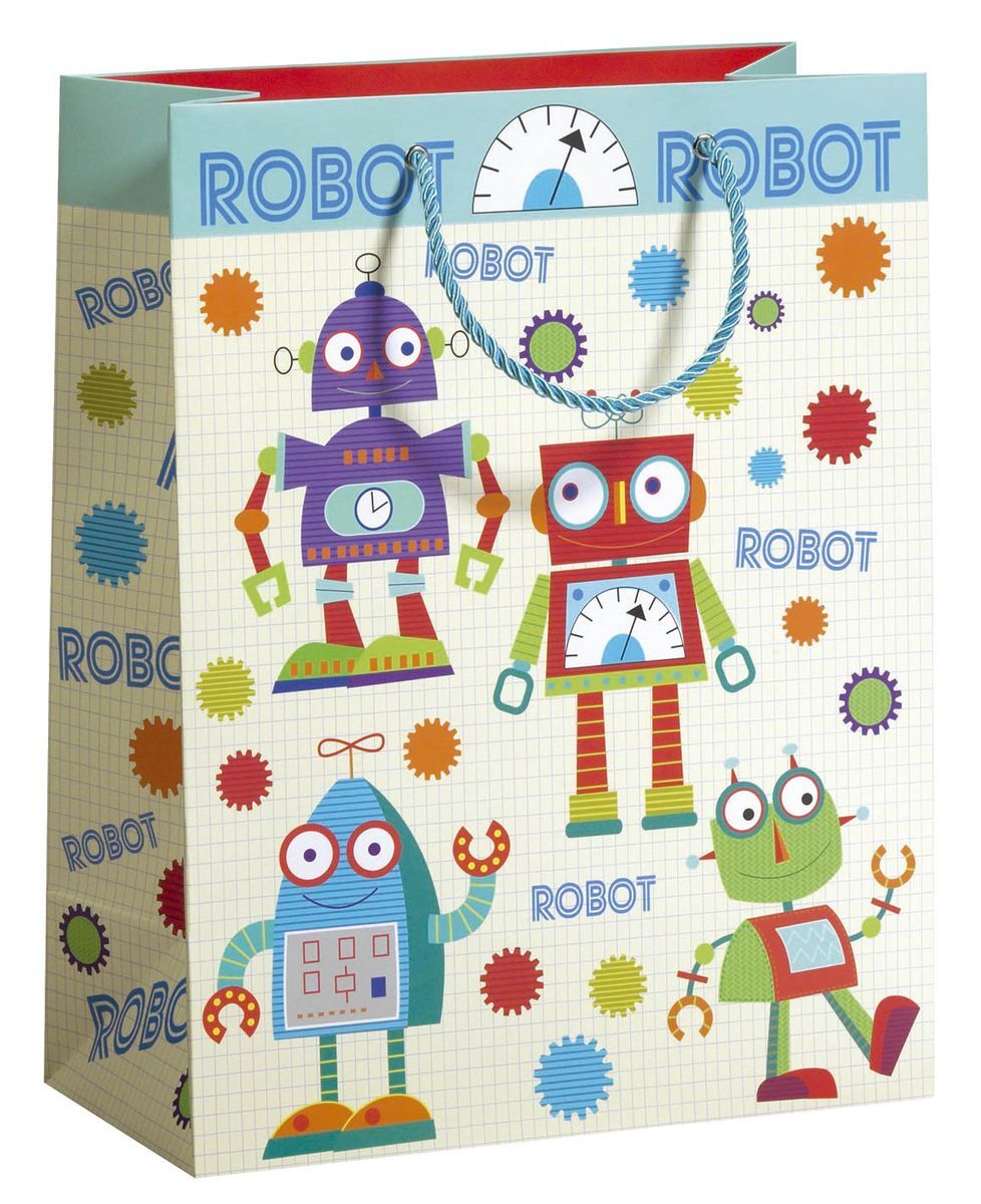 10x Geschenktragetasche Kind Roboter - 26 x 33 x 13 cm