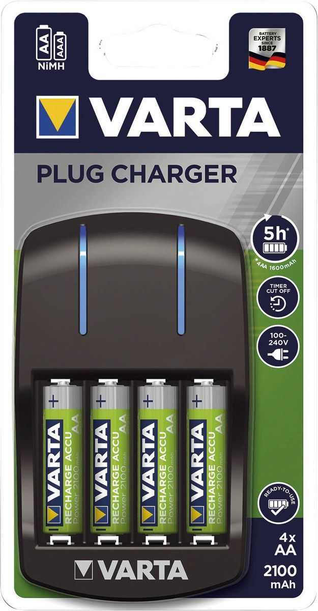 Ladegerät Plug Charger - inkl. 4 Mignon (AA) 2.100 mAh Readytouse Akku