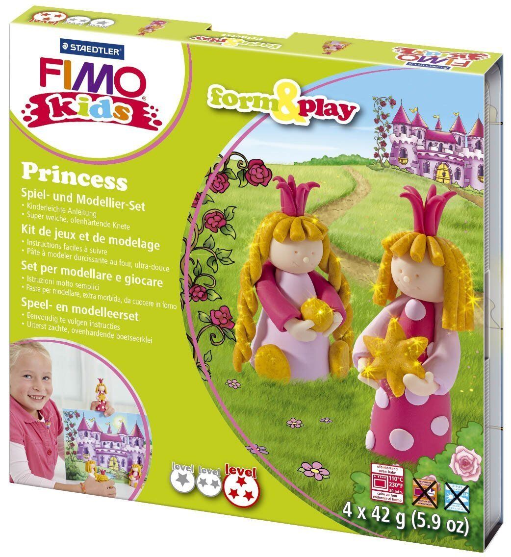 Modelliermasse FIMO Kids Materialpackung Form & Play "princess", 4 x 42 g