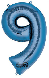 Folienballon XXL Zahl 9 - blau