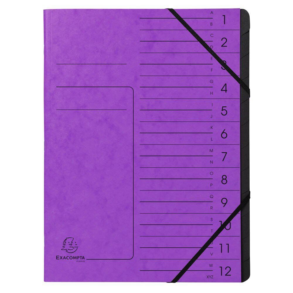 Ordnungsmappe - 12 Fächer, A4, Colorspan-Karton, violett