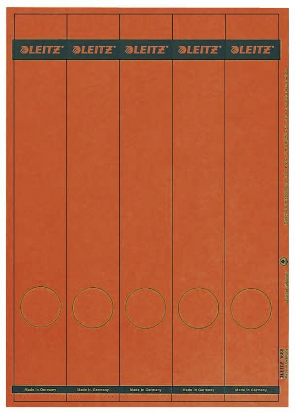 1688 PC-beschriftbare Rückenschilder - Papier, lang/schmal, 125 Stück, rot