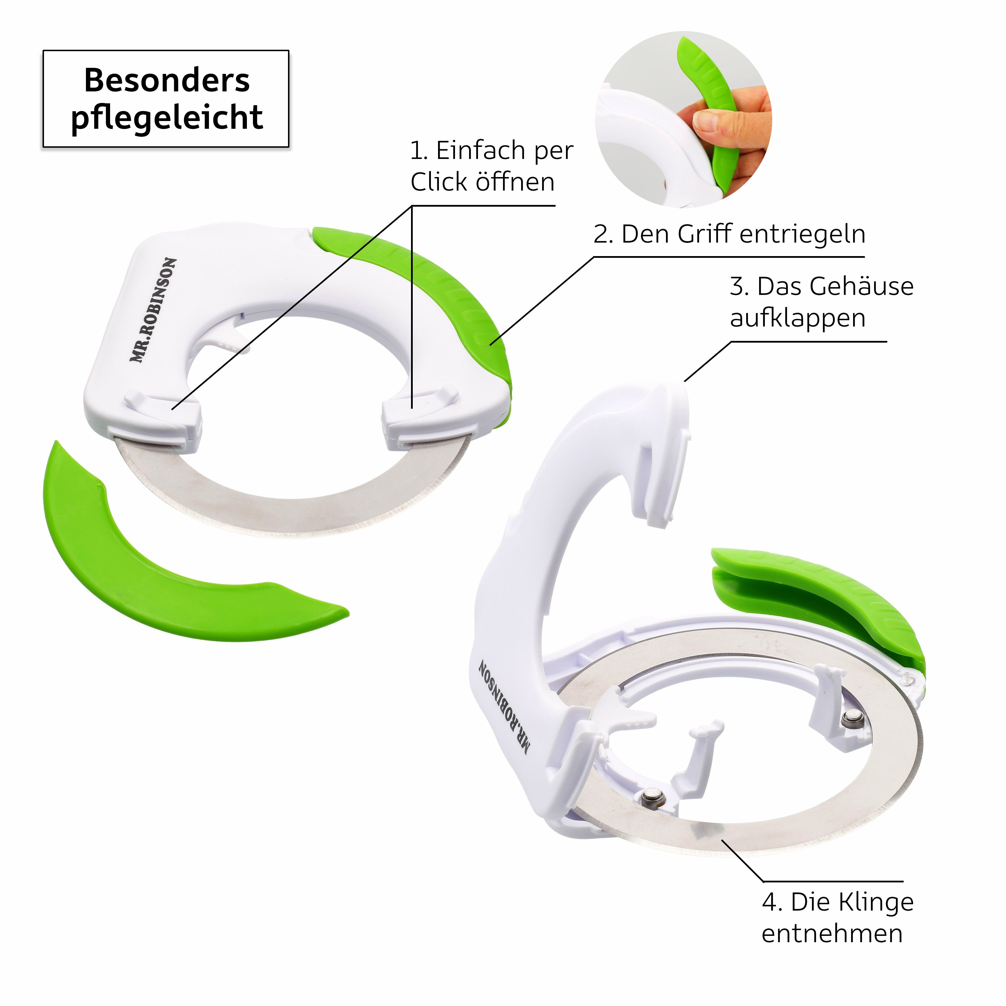 MR.ROBINSON Pizzaschneider - Einzigartiges ergonomisches Design - Pizzaroller mit zuverlässig scharfer Klinge aus hochwertigem Edelstahl 