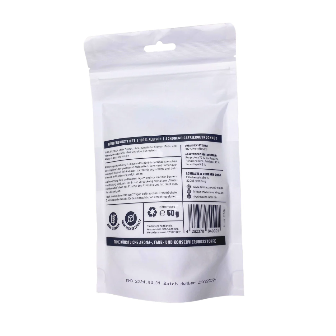 Fleisch-Hühnerbrustfilet, gefriergetrocknet 50g
