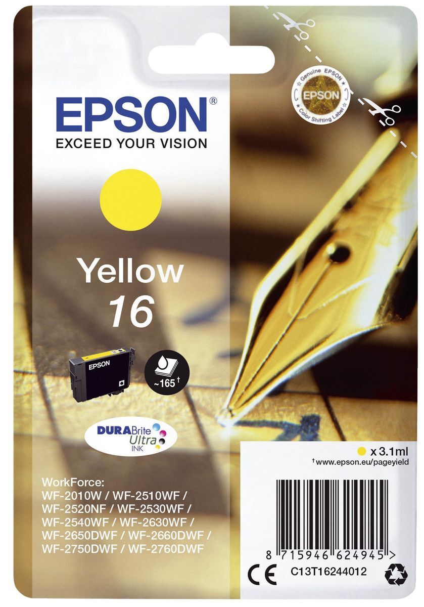 Original Epson Tintenpatrone gelb (C13T16244012,16,T1624,T16244012)