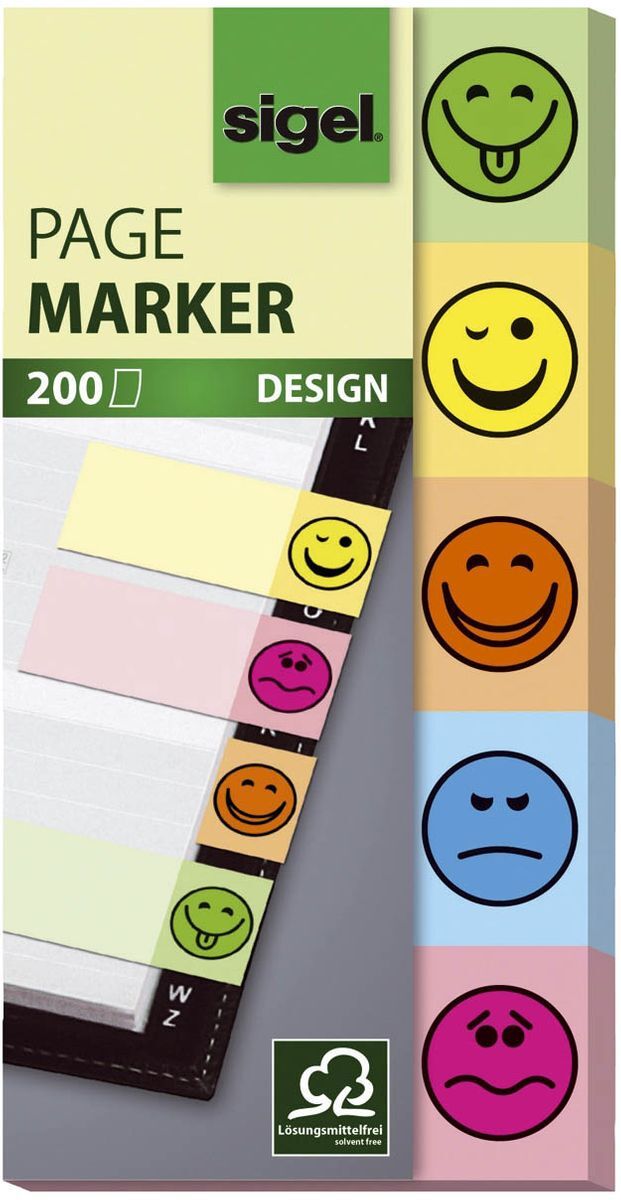 Page Marker Design Smile - 50 x 20 mm, sortiert, 5x 20 Streifen