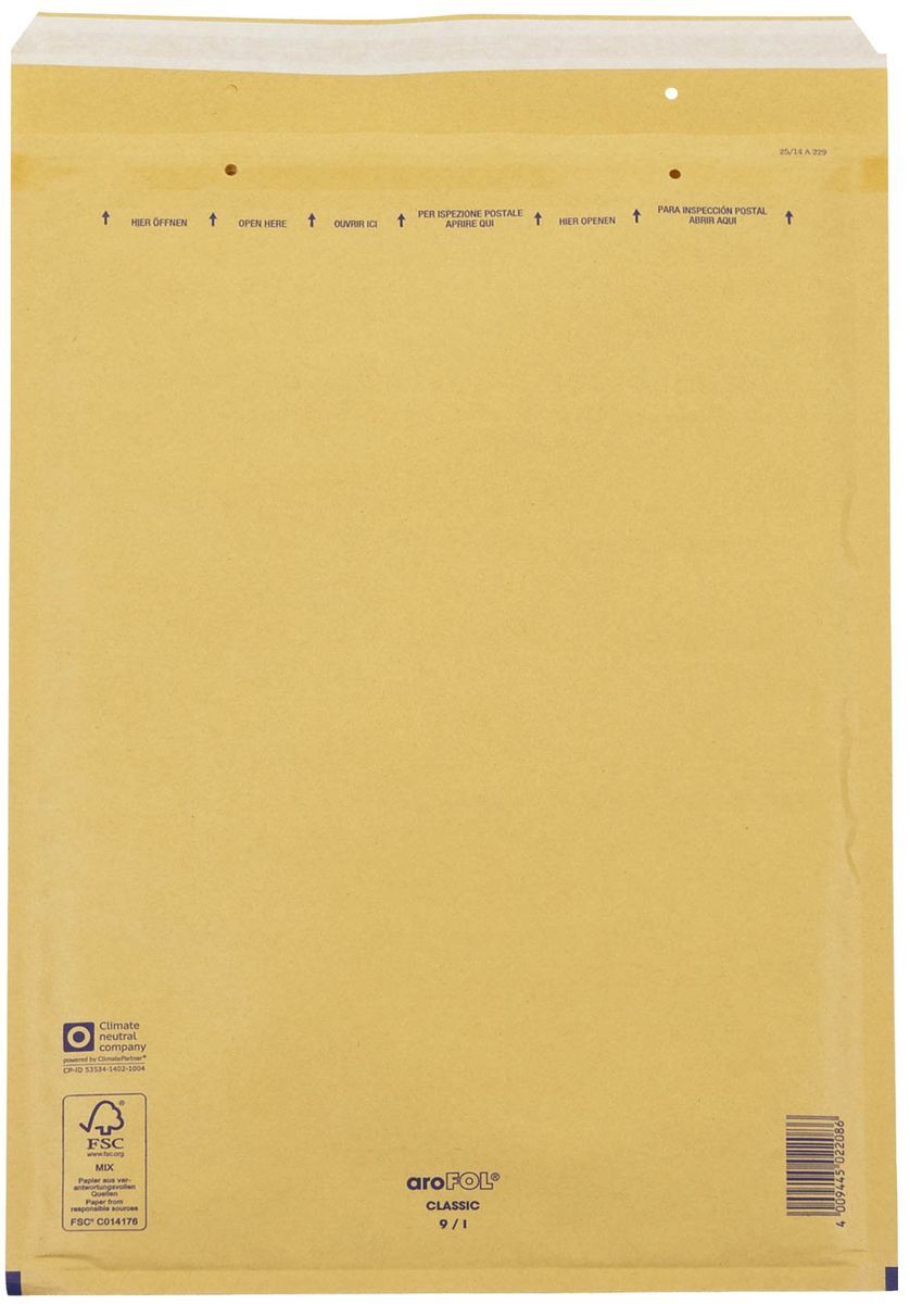 Luftpolstertaschen Nr. 9, 300x445 mm, goldgelb/braun, 50 Stück