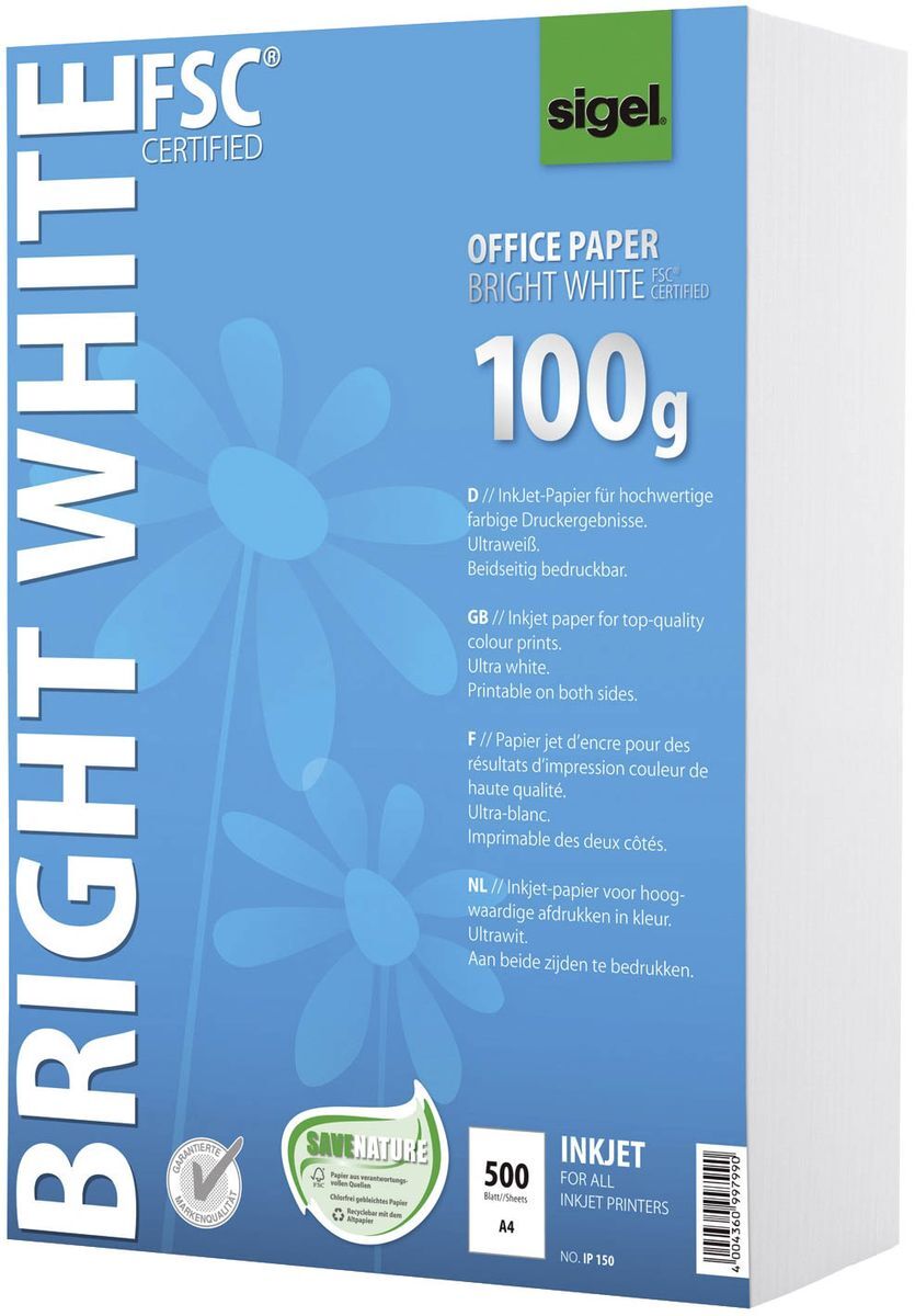 Office Papier BRIGHT WHITE, ultraweiß, 100 g/qm, A4, 500 Blatt