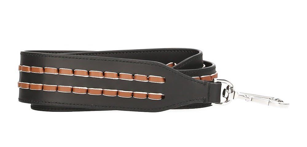 Schulterriemen Tasche Braid, Leder, L75 x B3,5 cm, black