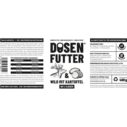Schnauze & Co Hundefutter Wild mit Kartoffel 6x