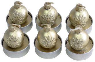 Teelichter Weihnachten "Kugel mit Schneeflocke" - gold, 6 Stück