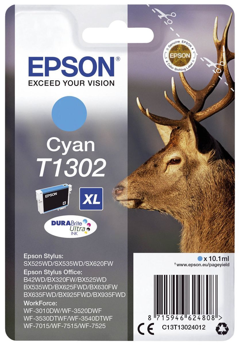 Original Epson Tintenpatrone cyan XL (C13T13024012,T1302,T13024012)