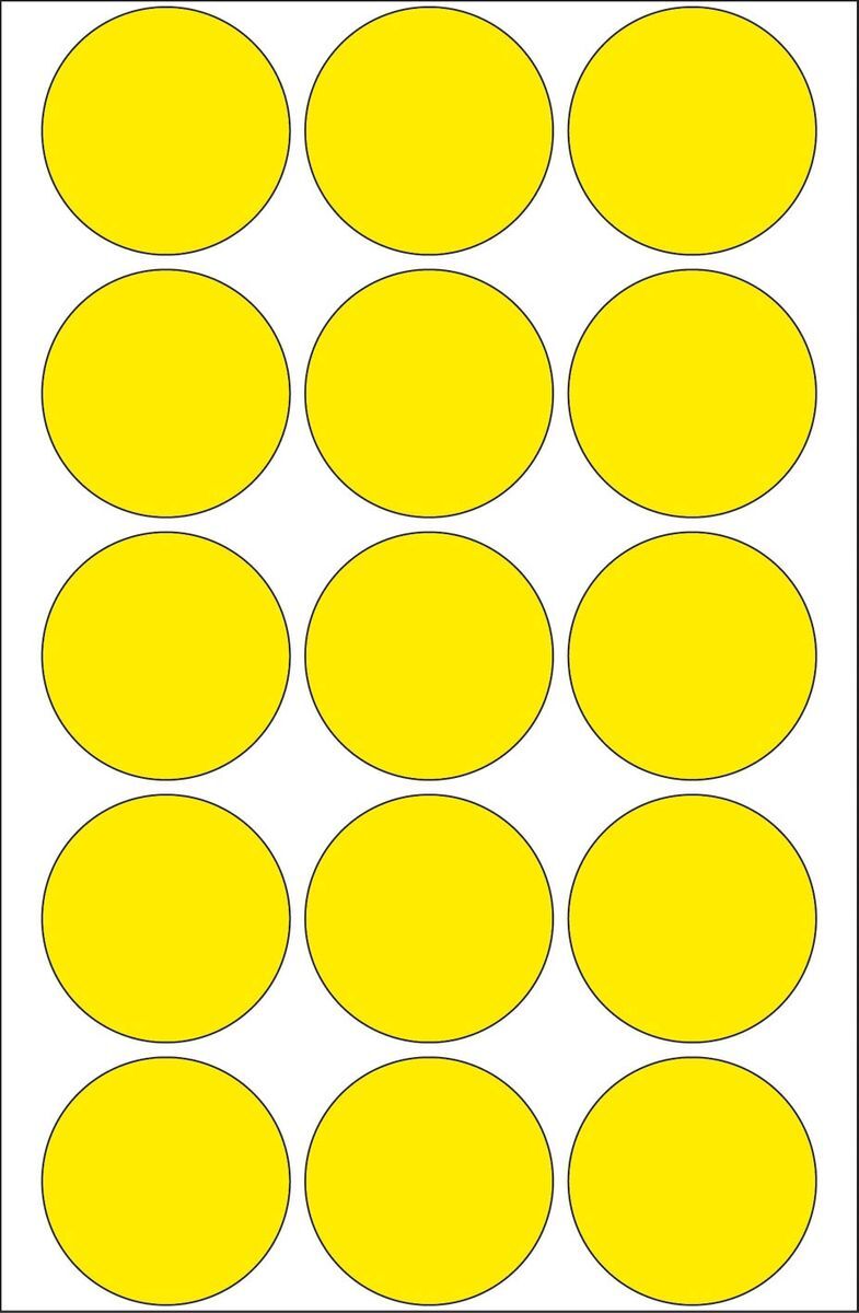 2271 Vielzwecketiketten - gelb, Ø 32 mm, matt, 480 Stück