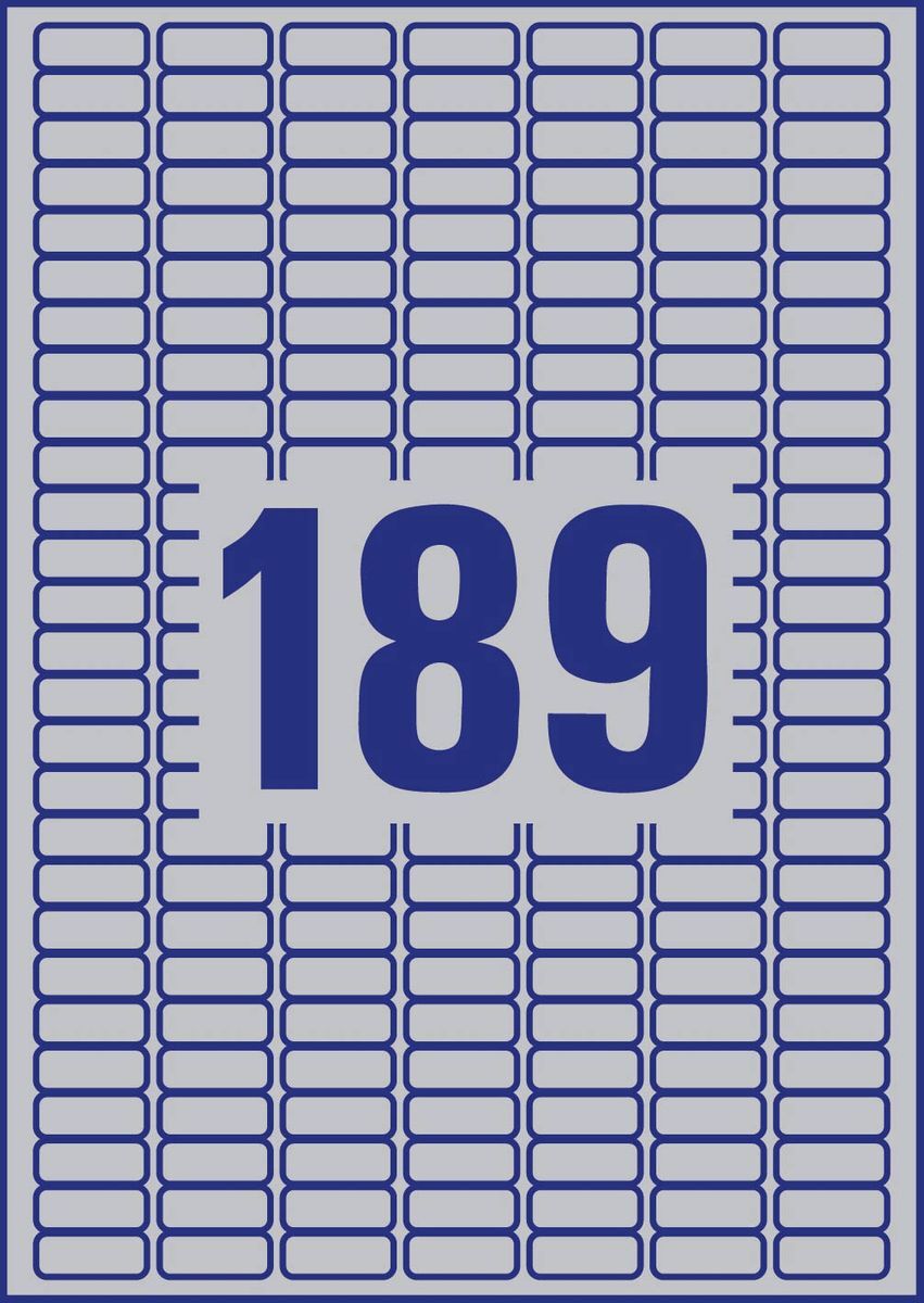 L6008-20 Typenschild-Etiketten - A4, 3.780 Stück, 25,4 x 10 mm, wetterfest, 20 Blatt silber