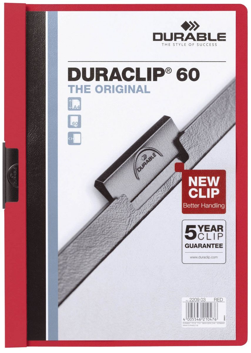 Klemm-Mappe DURACLIP® 60 - A4, rot