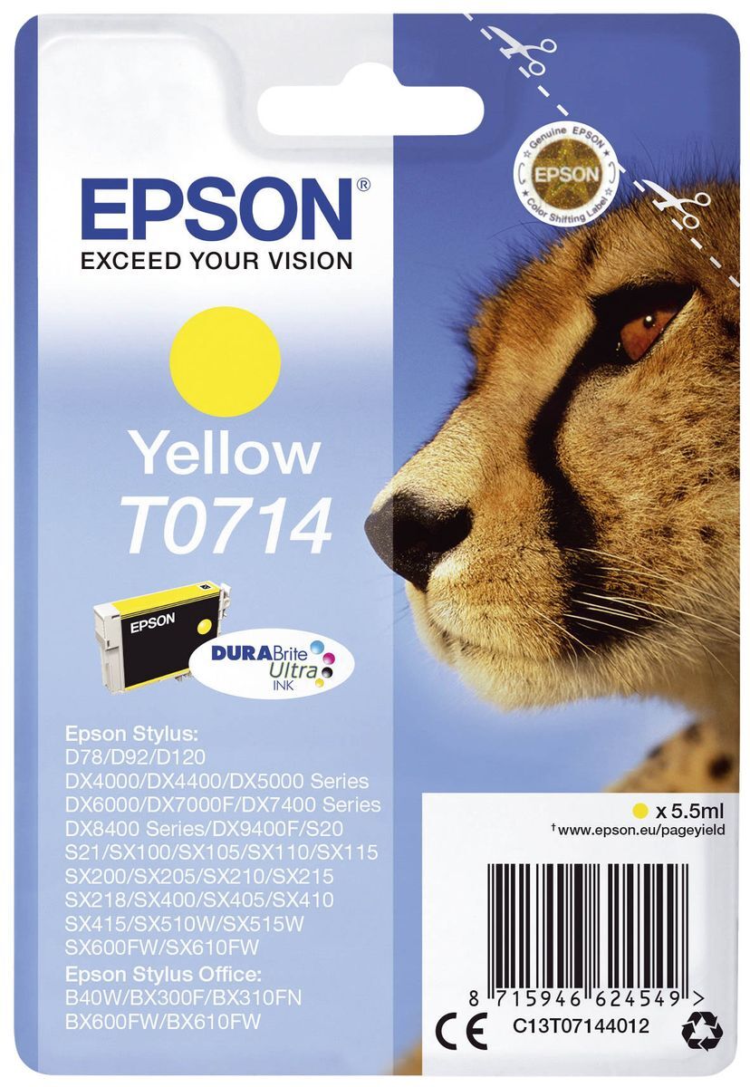 Original Epson Tintenpatrone gelb (C13T07144012,T0714,T07144012)