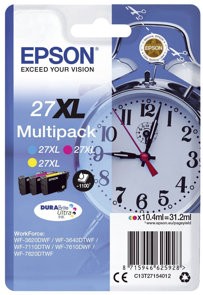 Original Epson Tintenpatrone MultiPack C,M,Y (C13T27154012,27XL,T27154012)