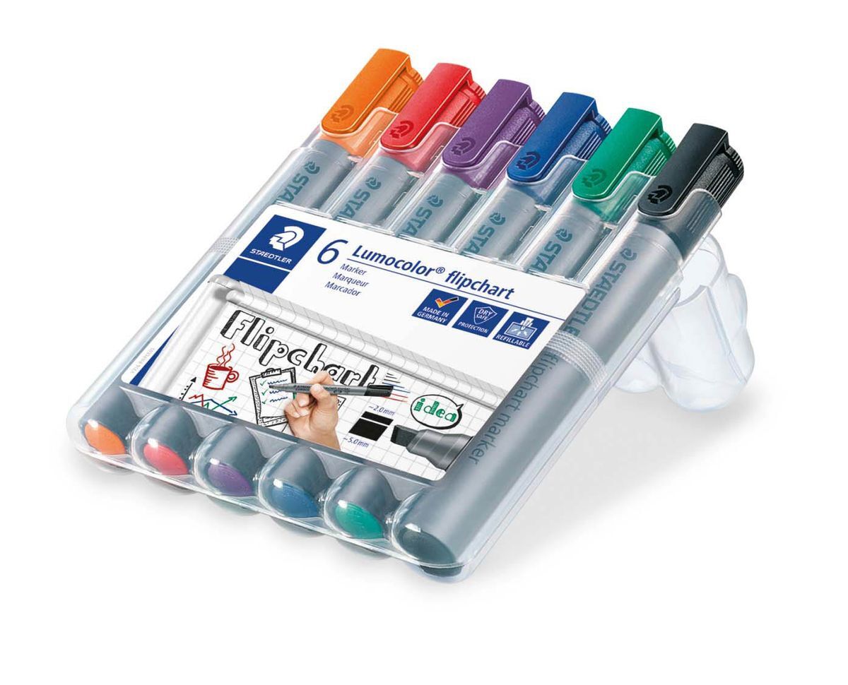 Lumocolor® 356 B flipchart marker - Keilspitze, 6 Farben sortiert