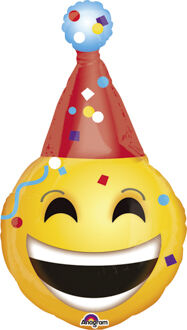 Folienballon Emoticon mit Party-Hut - 55 x 99 cm