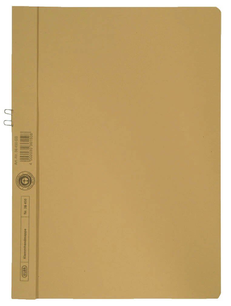 Klemmhandmappe ohne Deckel - A4, 10 Blatt, Manilakarton (RC), gelb