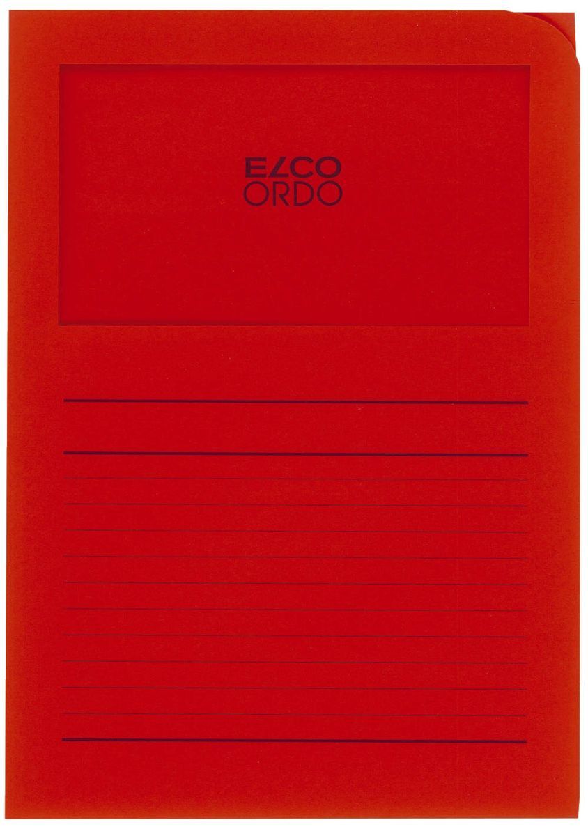 Sichtmappen Ordo classico - rot, 120g, 100 Stück, Sichtfenster und Linien