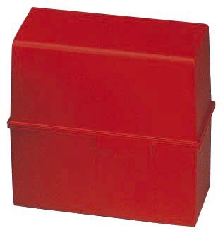 Karteibox DIN A5 quer, max 500 Karten mit Stahlscharnier, rot