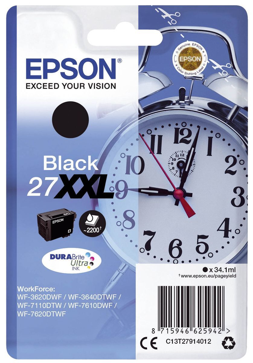 Original Epson Tintenpatrone schwarz (C13T27914012,27XXL,T27914012)