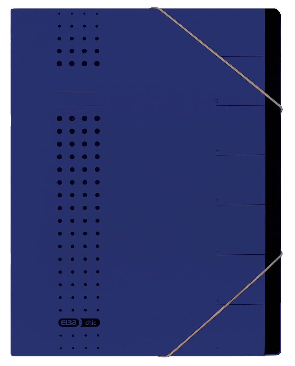 Ordnungsmappe chic - 7 Fächer, A4, Karton (RC), 450 g/qm, dunkelblau