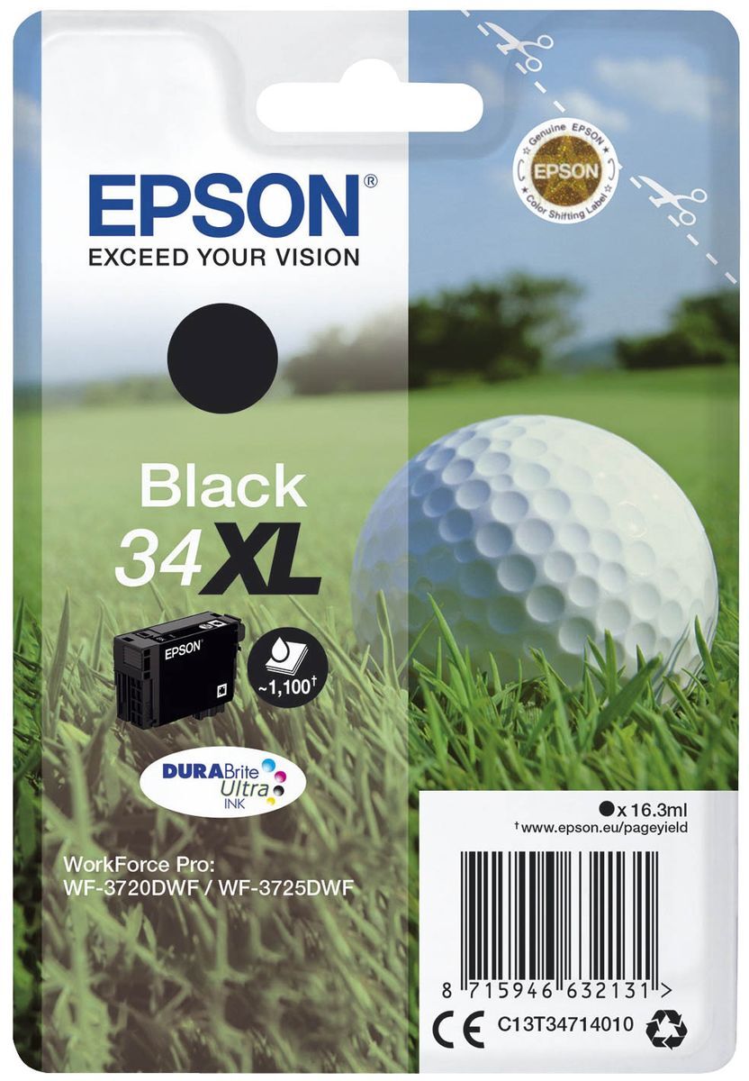 Original Epson Tintenpatrone schwarz (C13T34714010,T347140,34XL,T3471,T34714010)