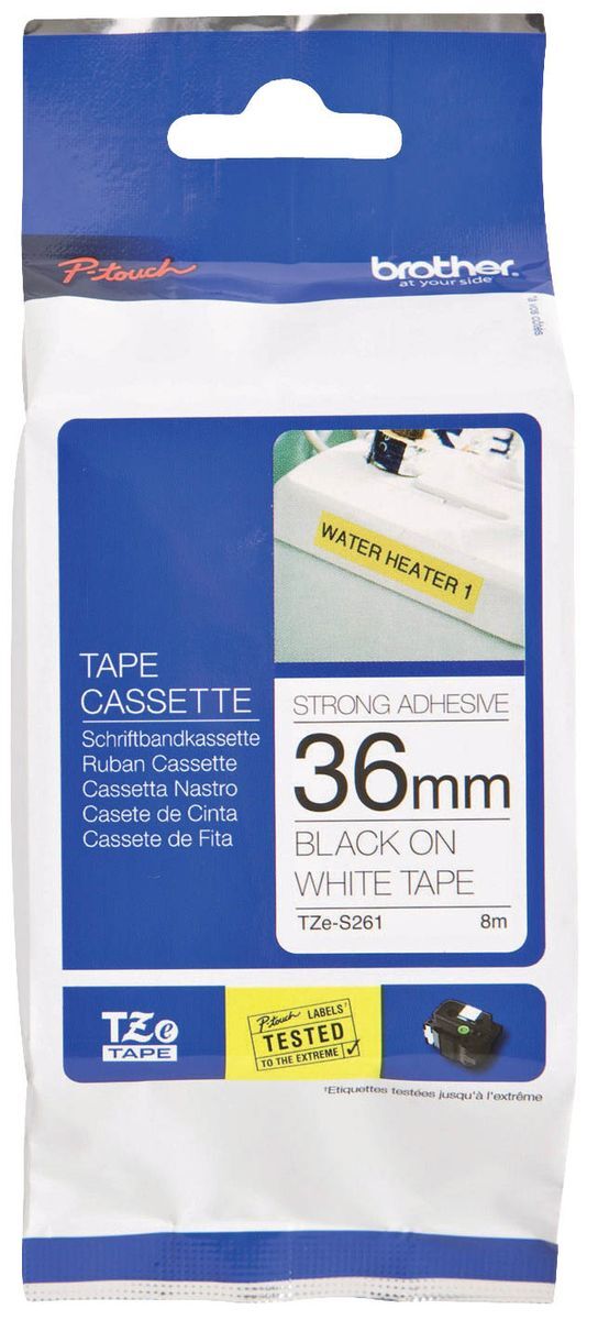 TZe-261 Schriftbandkassette - laminiert, 36 mm x 8 m, schwarz auf weiß