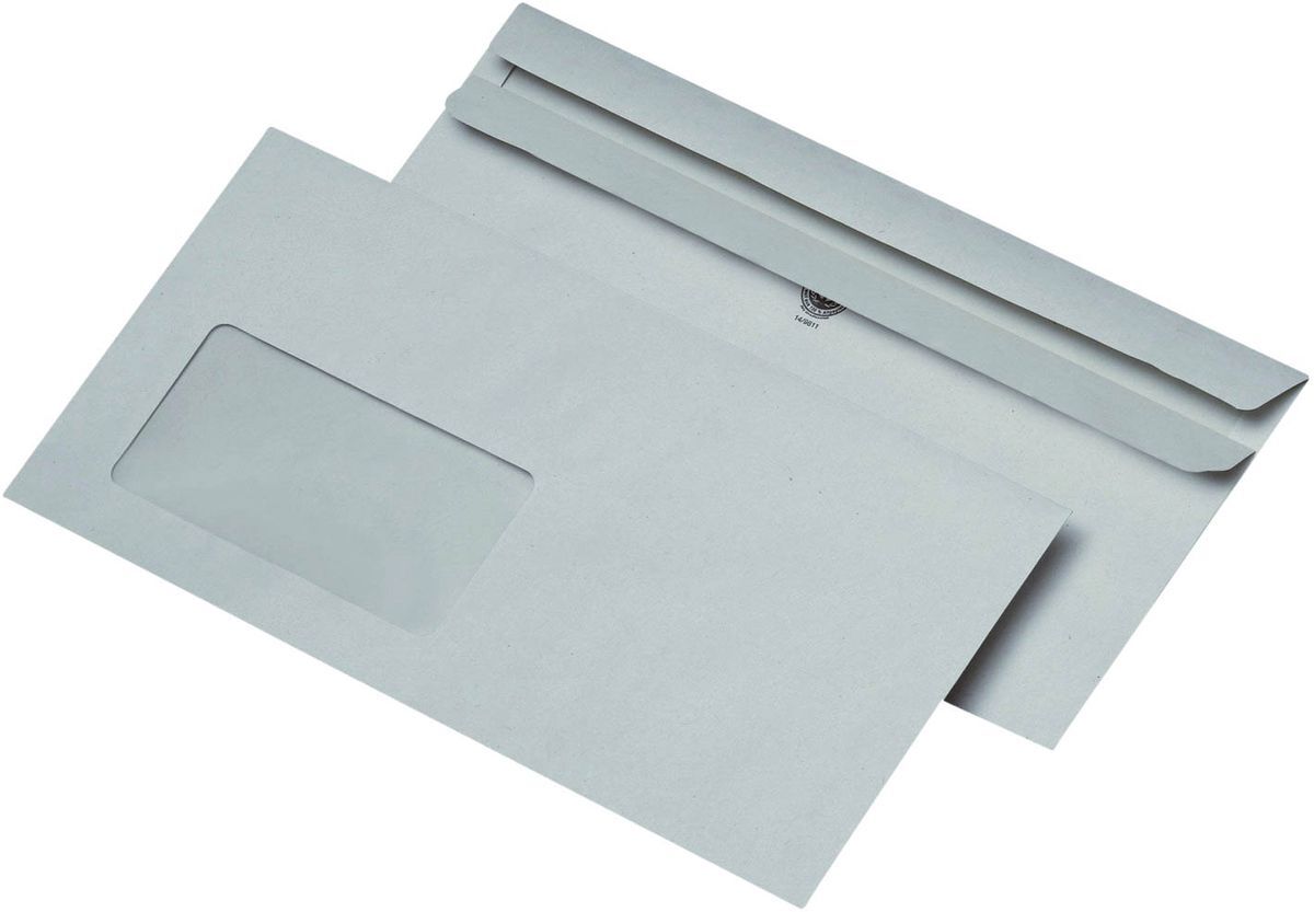 Briefumschläge Recycling - DIN lang (220x110 mm), mit Fenster, selbstklebend, 75g/qm, 1.000 Stück