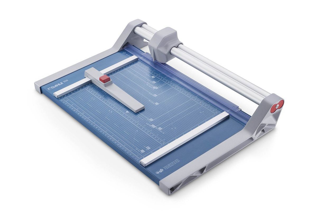 Rollen-Schneidemaschine 550 - Schnittlänge 360 mm, A4, mit doppelter Führungsstange, blau