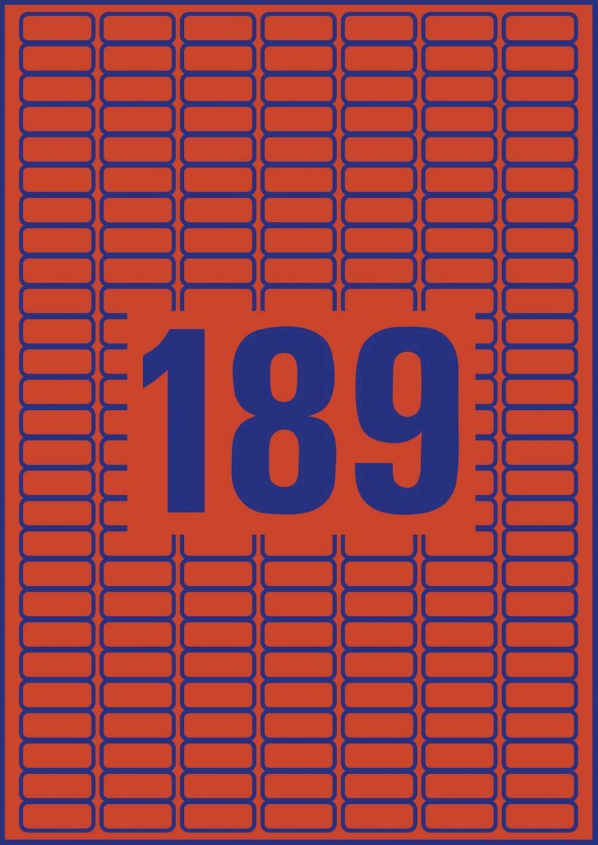 L6036-20 Etiketten - 25,4 x 10 mm, rot, 3.780 Etiketten/20 Blatt, wiederablösbar