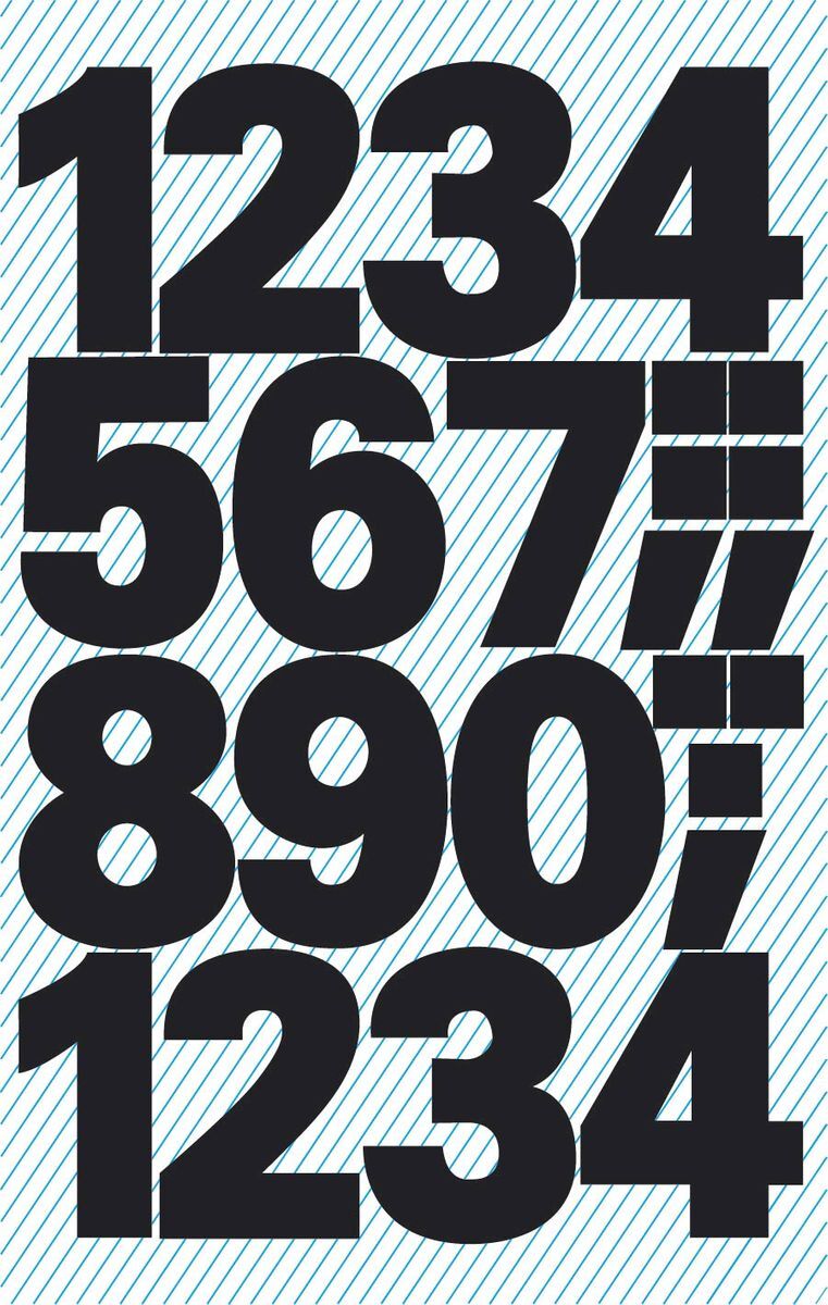 3781 Zahlen-Etiketten - 0-9, 25 mm, schwarz, selbstklebend, wetterfest, 28 Etiketten
