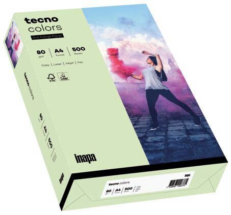 Multifunktionspapier tecno® colors - A4, 80 g/qm, hellgrün, 500 Blatt