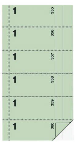 Bonbuch - Kellner-Nr. 1 , 360 Abrisse, BL, hellgrün, 105x200 mm, 2 x 60 Blatt
