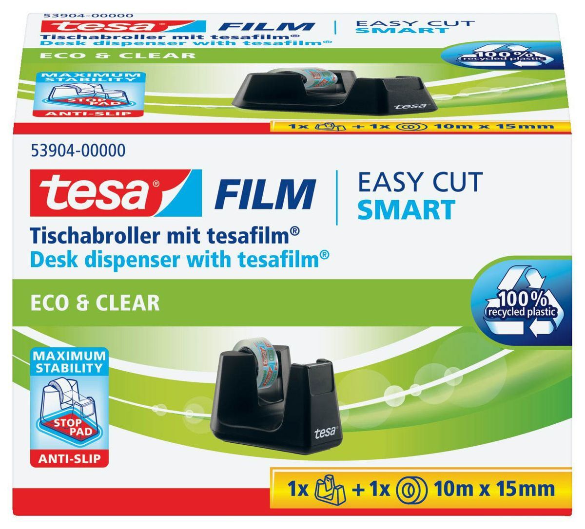 Tischabroller Smart ecoLogo® - inkl. 1 Rolle Klebefilm Eco & Clear