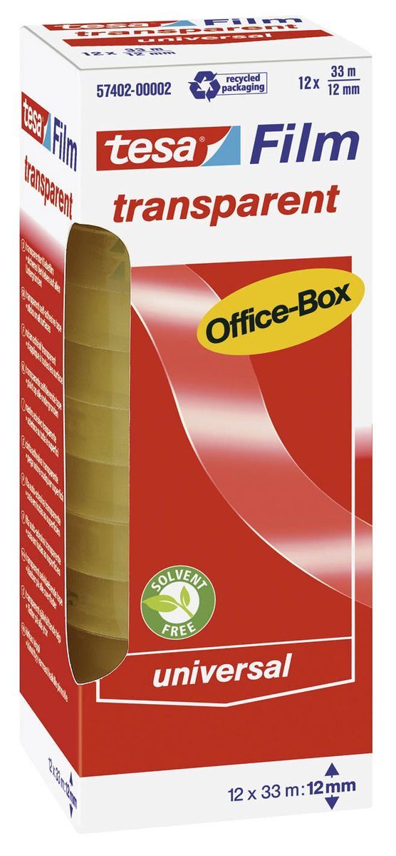 Klebefilm Office Box - transparent, 12 mm x 33 m, 12 Rollen