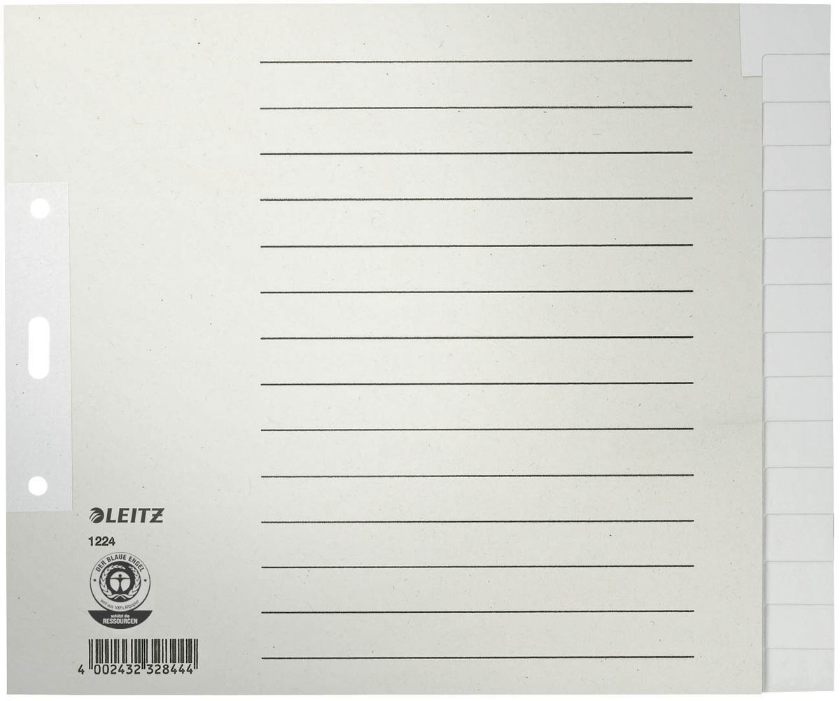 1224 Register - Tauenpapier, blanko, A4 Überbreite, 20 cm hoch, 15 Blatt, grau