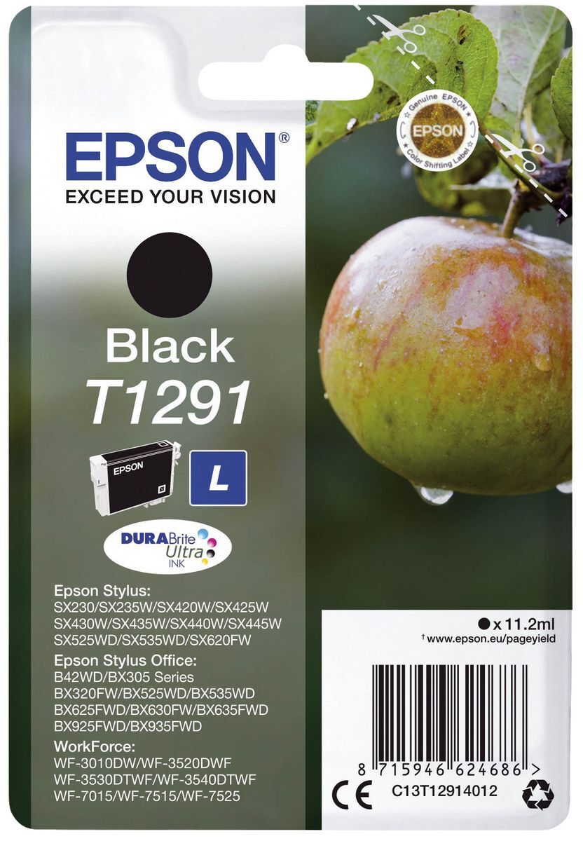 Original Epson Tintenpatrone schwarz (C13T12914012,T1291,T12914012)