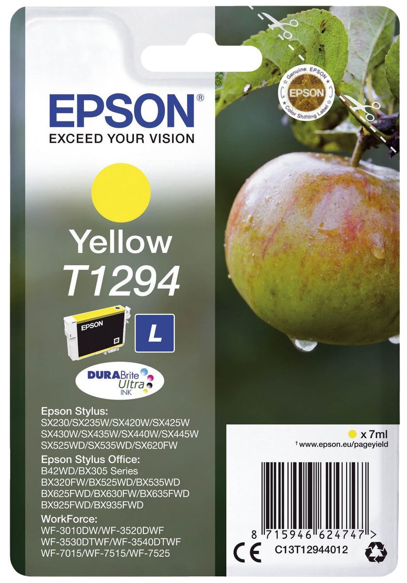 Original Epson Tintenpatrone gelb (C13T12944012,T1294,T12944012)