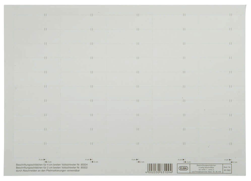 vertic® Beschriftungsschild für Registratur, 58 x 18 mm, weiß, 50 Stück