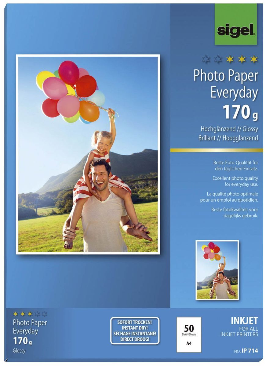 Inkjet Fotopapier Everyday - A4, hochglänzend, 170 g/qm, 50 Blatt