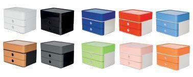 SMART-BOX PLUS ALLISON Schubladenbox mit Utensilienbox - stapelbar, 2 Laden, snow white/apricot orange