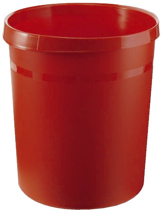 Papierkorb GRIP - 18 Liter, rund, 2 Griffmulden, extra stabil, rot