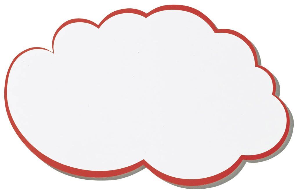 Moderationskarte - Wolke, 620 x 370 mm, weiß mit rotem Rand, 20 Stück