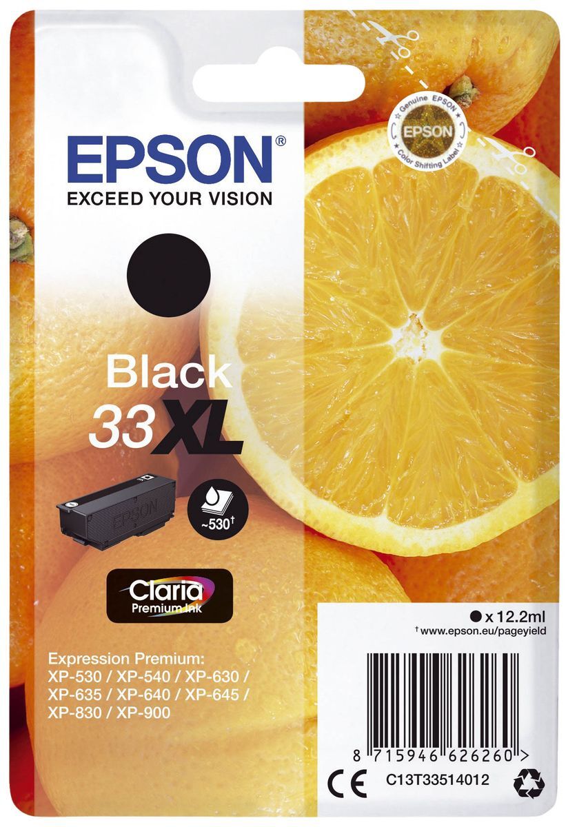 Original Epson Tintenpatrone schwarz (C13T33514012,33XL,T3351,T33514012)