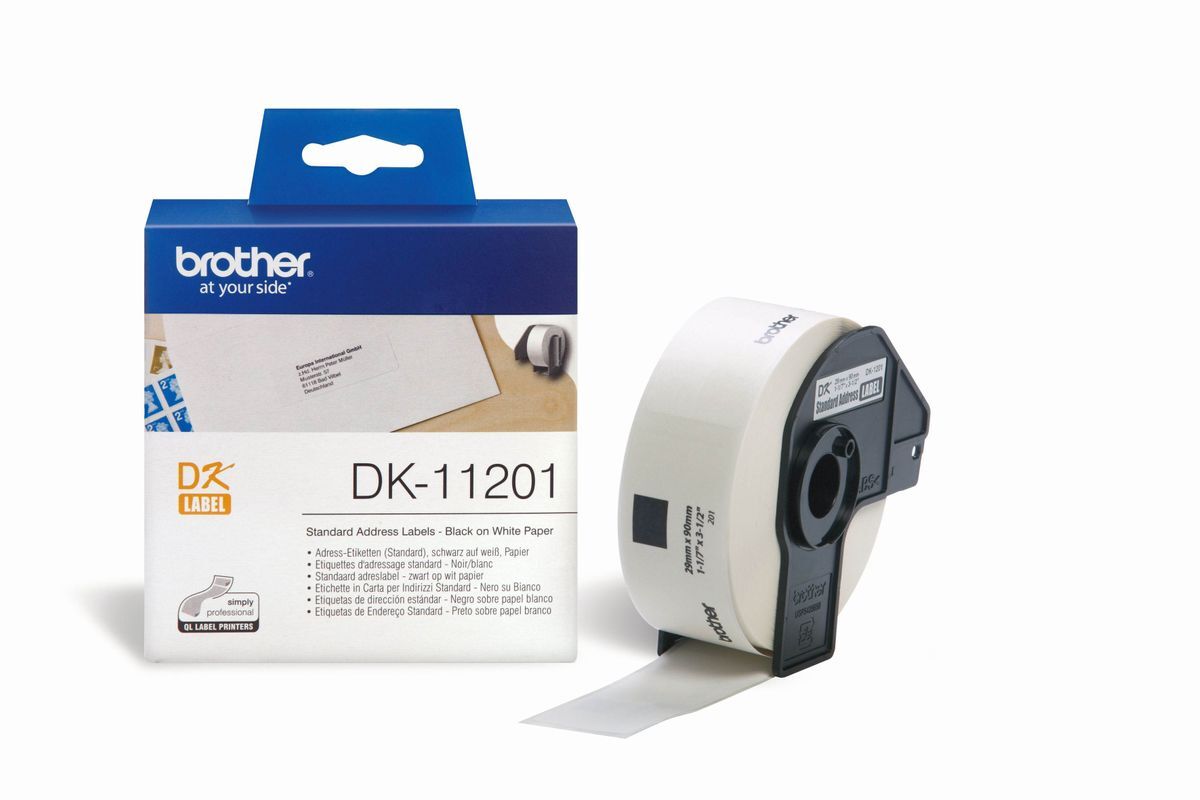 DK-Einzeletiketten Papier - Adress-Etiketten, 29 x 90 mm, 400 Stück, schwarz auf weiß