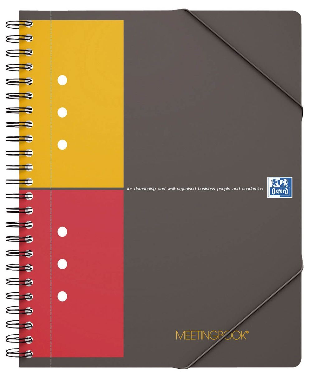 International Meetingbook - 2 in 1 Block und Gummizugmappe, A5+, kariert, 80 Blatt, grau